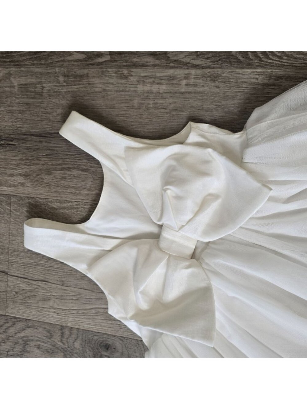 Mumu Mini Girls show me your mumu Sleeveless White Tulle Bow flower girl Dress 6 - Picture 5 of 8